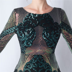 Sequin Long-Sleeve Bodycon Dress