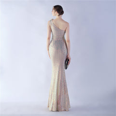 One-Shoulder Sequin Maxi Dress