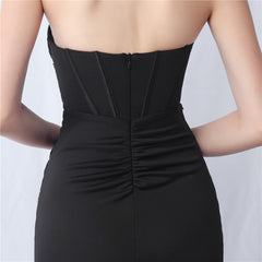 Strapless Boned Split Maxi Dress