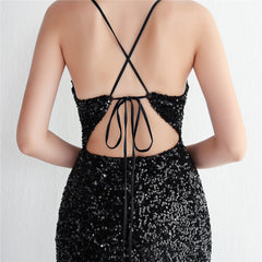 Sequined V-Neck Maxi Dress