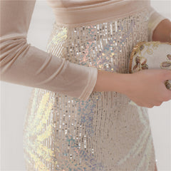 Sequin Fishtail Maxi Dress