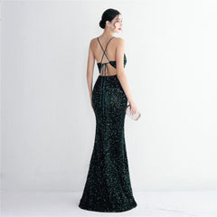 Sequined V-Neck Maxi Dress