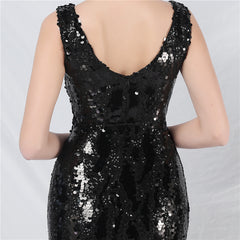 Sequined V-Neck Maxi Dress