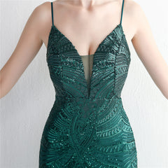 V-Neck Sequined Beaded Maxi Dress