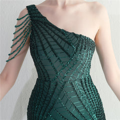 One-Shoulder Sequined Split Maxi Dress