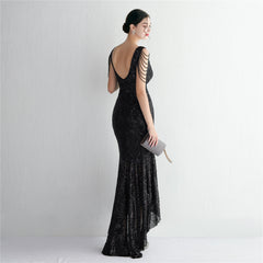 Sequin Fringe Maxi Dress