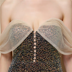 Off-Shoulder Sequin Fishtail Maxi Dress