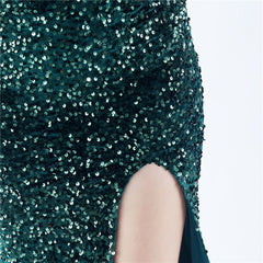 Asymmetric Sequin Maxi Dress