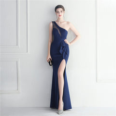 Ruffled One-Shoulder Maxi Dress