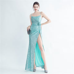 Floral Sequin Split Maxi Dress