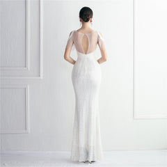 Sequined Cutout Fishtail Maxi Dress