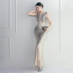 Sequined Fishtail Maxi Dress