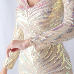 Sequined V-Neck Maxi Dress