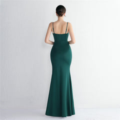 V-Neck Split Fishtail Maxi Dress