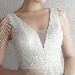 Sequined V-Neck Fishtail Maxi Dress