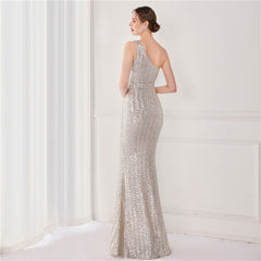 Asymmetric Sequin Maxi Dress