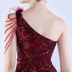 Beaded Sequined Ostrich Feather Maxi Dress