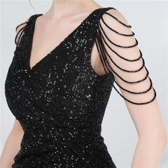Sequined V-Neck Bodycon Dress