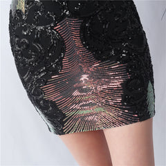 Sequin Long-Sleeve Bodycon Dress