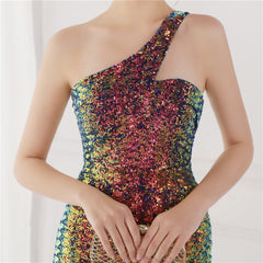 Asymmetric Sequin Maxi Dress