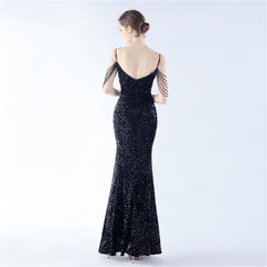Asymmetric Sequin Maxi Dress