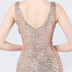 Sequined Split A-Line Maxi Dress