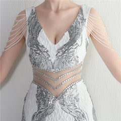 Sequined Beaded Fishtail Maxi Dress