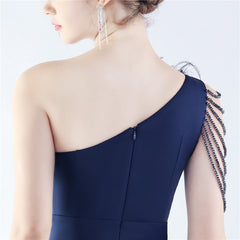 One-Shoulder Feather Maxi Dress