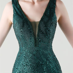 Backless Sequined Fishtail Maxi Dress