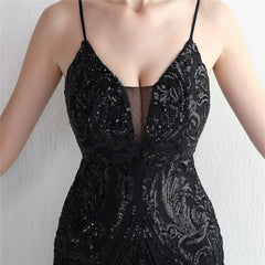 Sequined V-Neck Maxi Dress