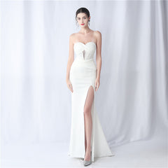 Strapless Boned Split Maxi Dress