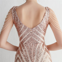 Sequined V-Neck Slim Maxi Dress