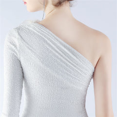 One-Shoulder Sequined Feather Dress