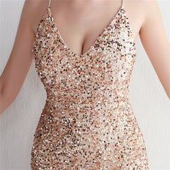 Sequined V-Neck Maxi Dress