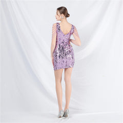 Sequined V-Neck Bodycon Dress