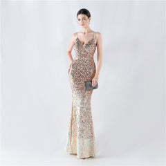 Sequined Gradient Maxi Dress