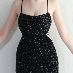 Lace-Up Sequin Split Maxi Dress