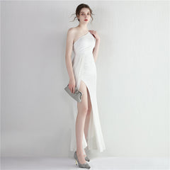 Sequin One-Shoulder Fishtail Maxi Dress