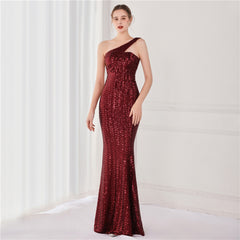 Asymmetric Sequin Maxi Dress
