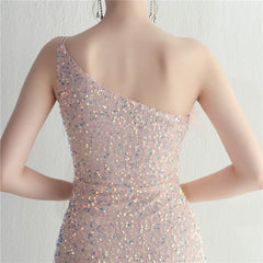 Ostrich Feather One-Shoulder Sequined Maxi Dress