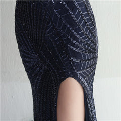 One-Shoulder Sequin Maxi Dress