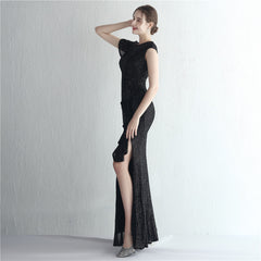 Sequined Split Fishtail Maxi Dress