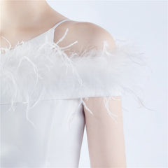 One Shoulder Feathered Maxi Dress