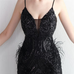 Elegant Sequin Beaded Fishtail Maxi Dress