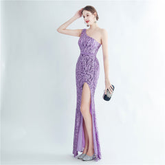One-Shoulder Sequin Maxi Dress