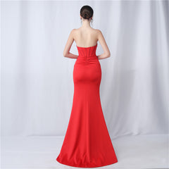 Strapless Boned Split Maxi Dress