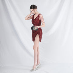 Sequined V-Neck Bodycon Dress