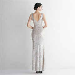 Sequined Fishtail Maxi Dress