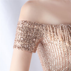 Off-Shoulder Sequined Fringe Maxi Dress