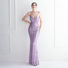 Sequined Fringed Fishtail Maxi Dress